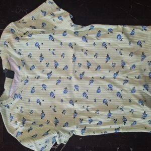 Floral Print Top in Light Green and Blue